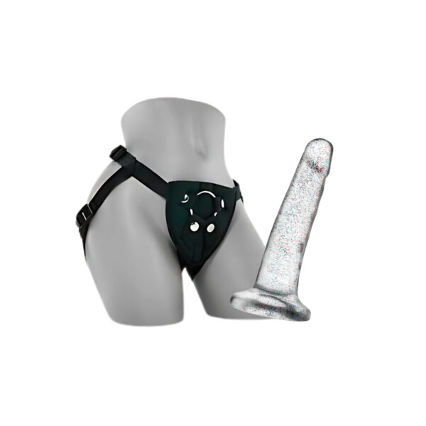 Pack Dildo Transparente Escarchado con Arnés Ajustable