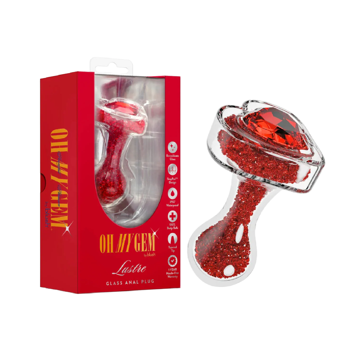 Plug Anal de Vidrio Oh My Gem 3.25" - Lujoso Blush Plug Anal de Vidrio Oh My Gem 3.25" - Lujoso - Imagen 5